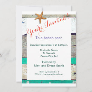 Invitación Estrella de Mar Tema de Playa Boda Rústica