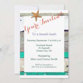 Invitación Estrella de mar tema playera boda rústica