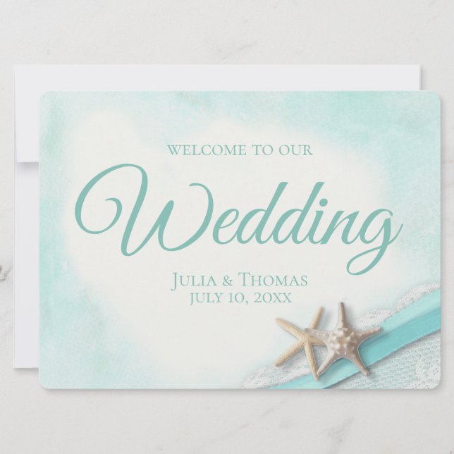 Invitación Estrella de mar y encaje Señal de bienvenida a la  (Anverso)