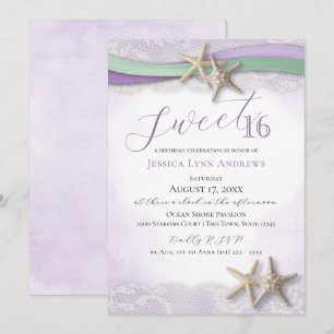 Invitación Estrella de mar y encaje Sweet 16