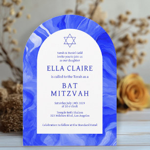 Invitación Estrella de marble azul David Bar Bat Mitzvah Arch