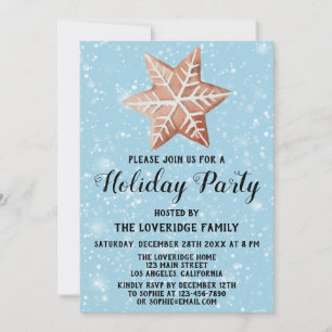 Invitación Estrella de Navidad Galleta Fiesta Navideña Azul N