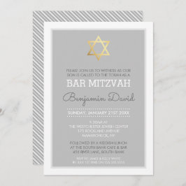Invitación ESTRELLA DE ORO DEL DAVID bar mitzvah moderno senc