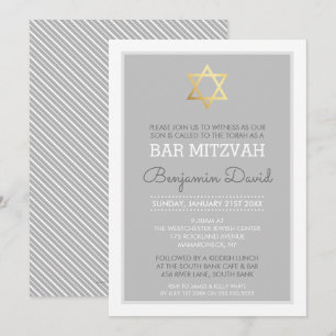 Invitación ESTRELLA DE ORO DEL DAVID bar mitzvah moderno senc
