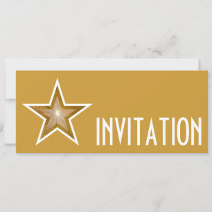 Invitación Estrella de oro 'INVITACIÓN' dorada larga