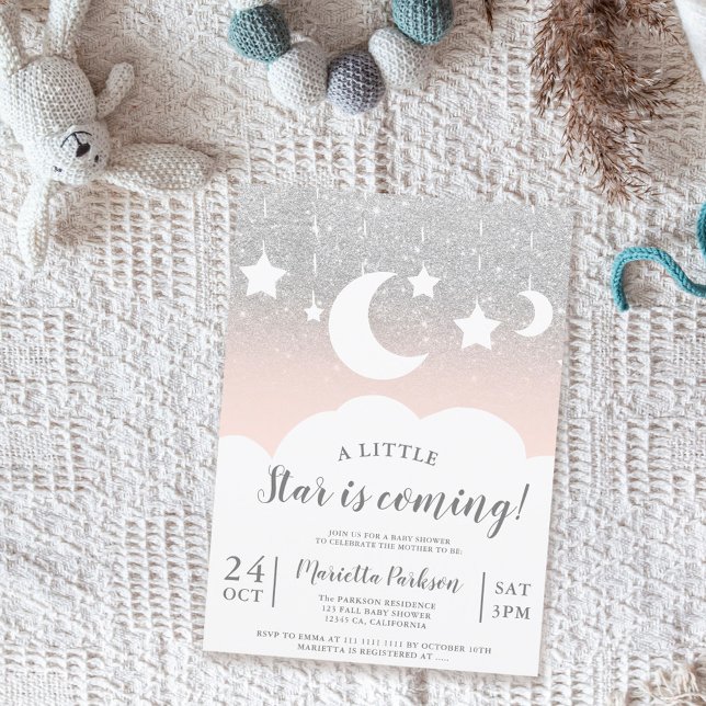 Invitación Estrella de purpurina plateado nuez de luna (Subido por el creador)