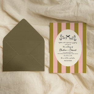 Invitación Estrella de rayas verdes Boda
