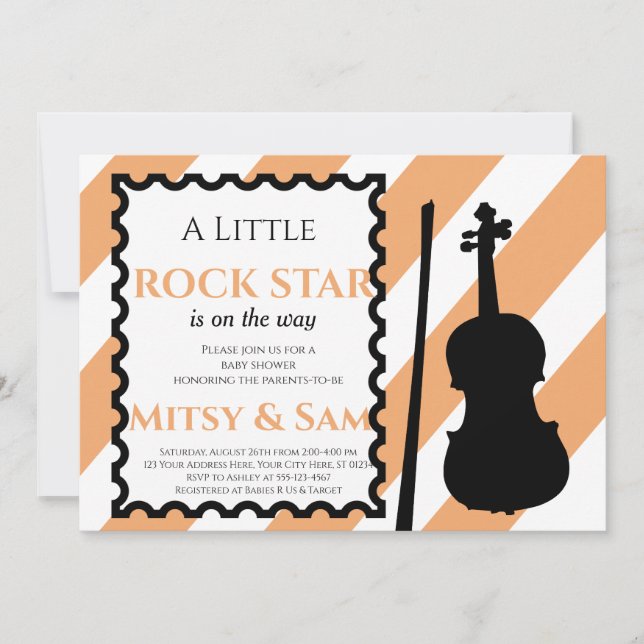 Invitación Estrella de rock amarilla a Bye Baby Shower Invita (Anverso)