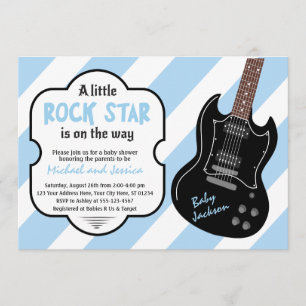 Invitación Estrella de rock azul y negro rock a Bye Baby Show