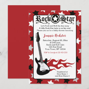Invitación Estrella de Rock Roja Guitarra Dulce Sueño Invitac