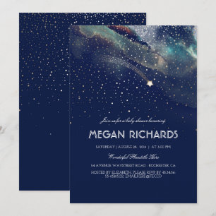 Invitación Estrella de tiro de oro y marina Baby Shower