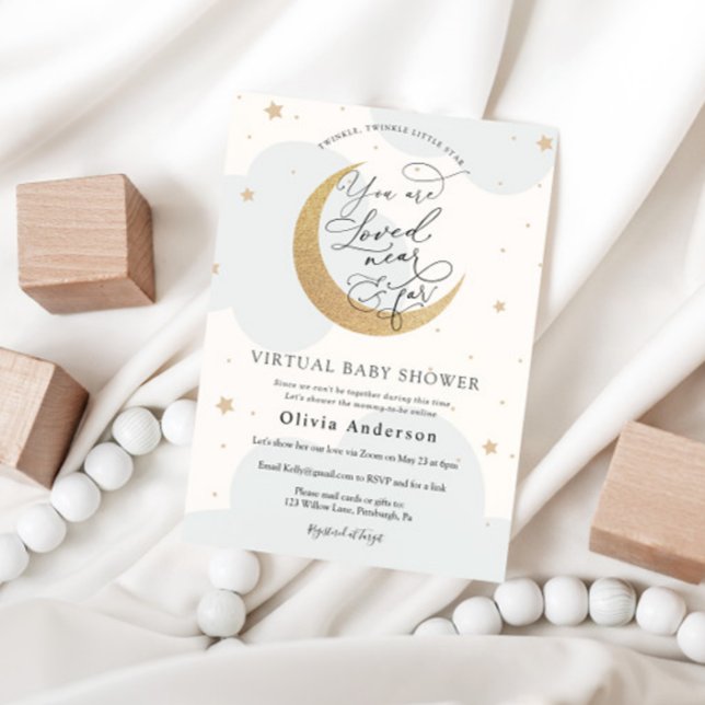 Invitación Estrella de torbellino azul de Baby Shower virtual (Subido por el creador)