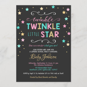 Invitación Estrella de Twinkle Twinkle Baby Shower, Revelació