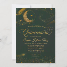 Invitación Estrella del Oro Verde Esmeralda Celeste Luna Quin