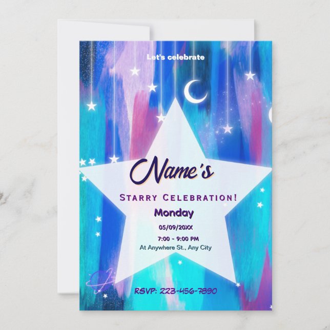 Invitación Estrella del tiroteo nocturno estrellada (Anverso)