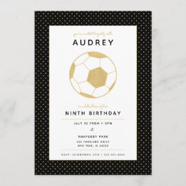 Invitación Estrella deportiva de fútbol Fiesta en negro y oro