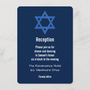 Invitación Estrella dorada azul marina de David Bar Mitzvah R