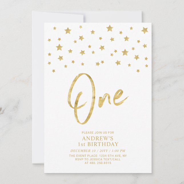 Invitación Estrella dorada | Un Fiesta de cumpleaños (Anverso)