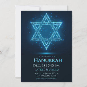 Invitación Estrella Eléctrica brillante de David Hanukkah Fie