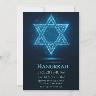 Invitación Estrella Eléctrica brillante de David Hanukkah Fie