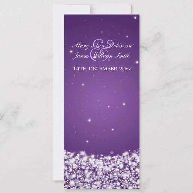 Invitación Estrella elegante de bodas esparce morado (Anverso)