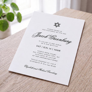Invitación Estrella elegante de David Bar Mitzvah Minimalista