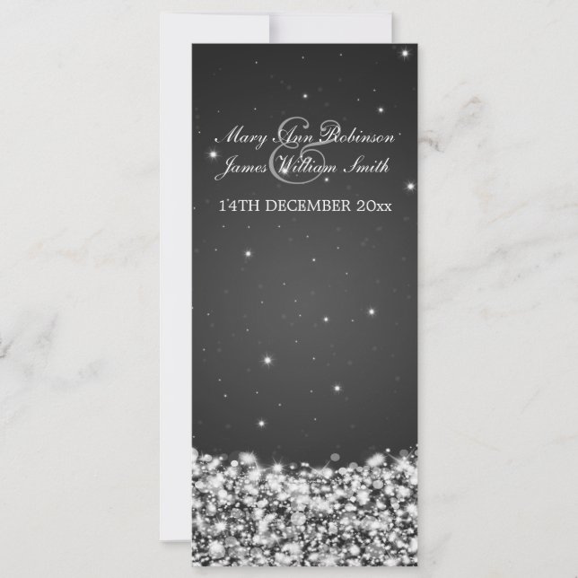 Invitación Estrella elegante de la boda, negro esparcido (Anverso)