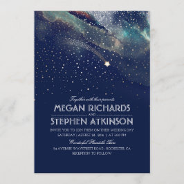 Invitación Estrella elegante de tiro de oro nocturno de la ma