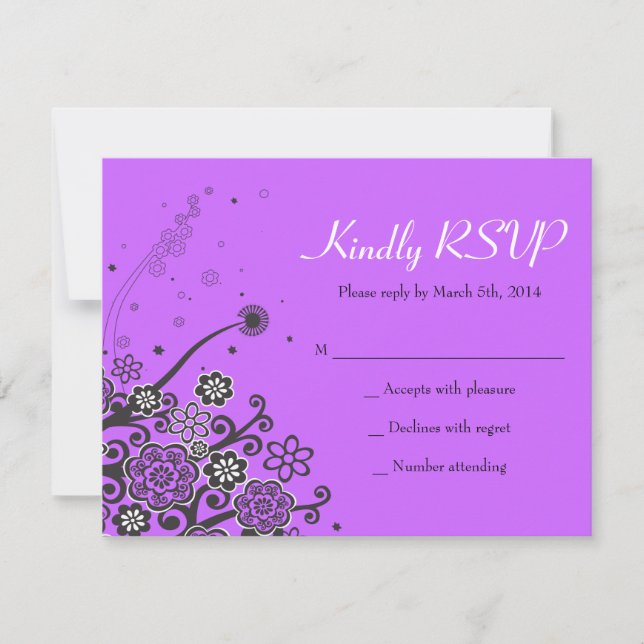 Invitación Estrella floral de David Bat Mitzvah Respuesta de  (Anverso)