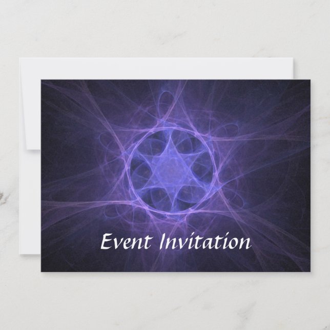 Invitación Estrella Fractal Púrpura De David (Anverso)