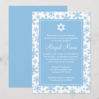 Invitación Estrella fronteriza de copo de nieve azul de David