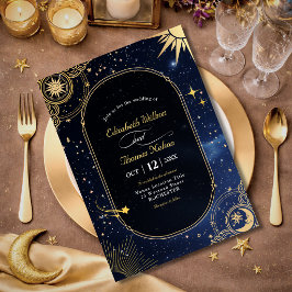 Invitación Estrella fugaz azul Boda celestial del sol y la lu