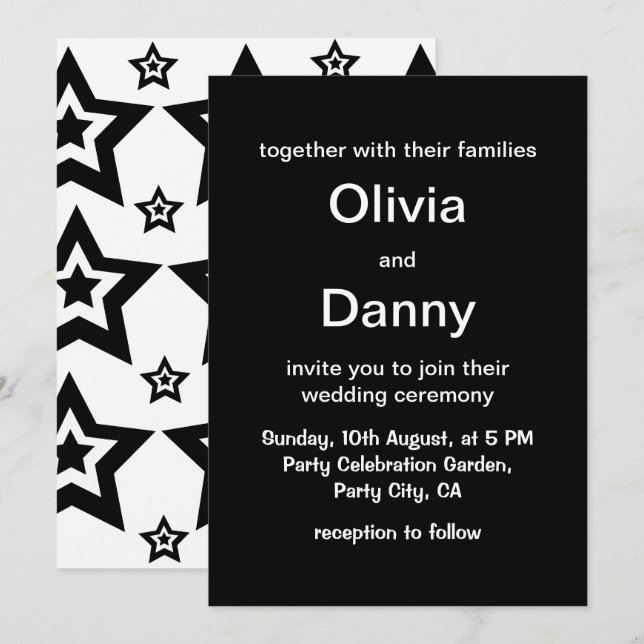 Invitación Estrella geométrica Boda de estrella geométrica de (Anverso / Reverso)