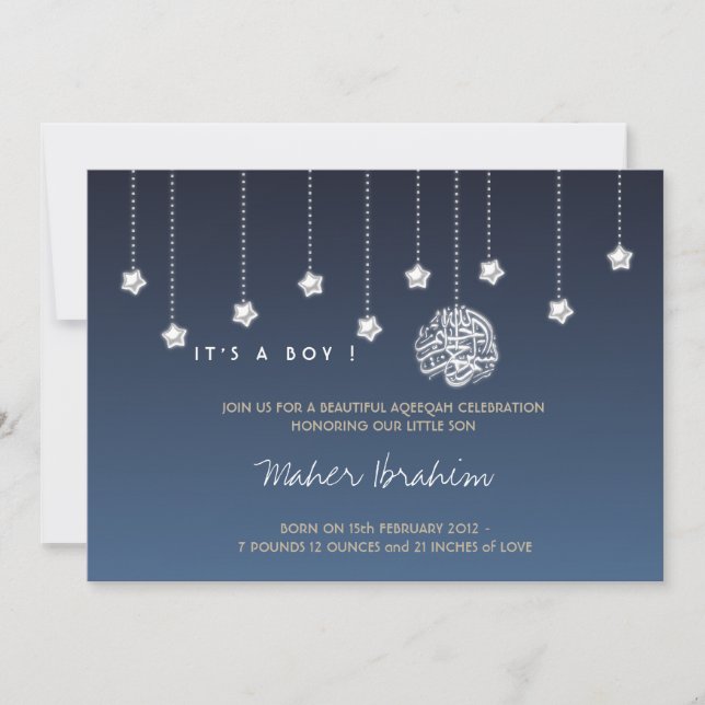 Invitación Estrella islámica del cielo nocturno del bebé de (Anverso)