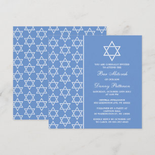 Invitación Estrella Judía Azul Y Blanca De David Bar Mitzvah