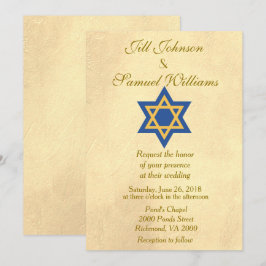 Invitación Estrella Judía Azul y Oro de David Boda