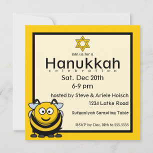 Invitación Estrella judía de abejas de David Hanukkah