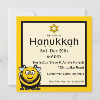 Invitación Estrella judía de abejas de David Hanukkah