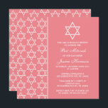Invitación Estrella Judía Rosa Y Blanca De David Bat Mitzvah<br><div class="desc">Estas invitaciones pueden ser personalizadas para cualquier evento sagrado judío incluyendo Bat Mitzvah, Bar Mitzvah, Confirmación, Boda, etc. Añada la redacción de su personalizado utilizando la sección "Editar esta plantilla de diseño" o haga clic en el botón azul "Personalizar" para cambiar el estilo y el color del tipo de letra,...</div>