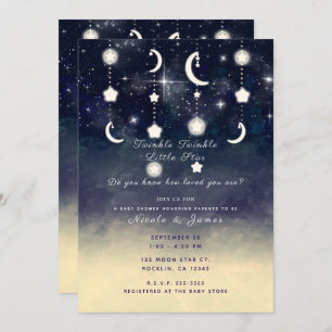 Invitación Estrella lunar color de agua celestial brillante B