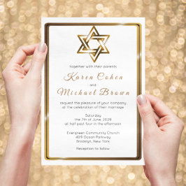 Invitación Estrella metálica del Oro de David, Boda judío