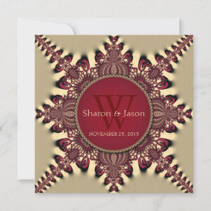Invitación Estrella moderna de Batik Monograma Boda de oro ro