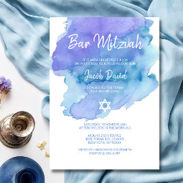 Invitación Estrella moderna de color azul de David BAR MITZVA