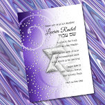 Invitación Estrella morada de David en Bat Mitzvah<br><div class="desc">Grupos de invitación Bar Mitzvah y Bat Mitzvah diseñados por Umua. Impreso y enviado por Zazzle o sus socios.</div>