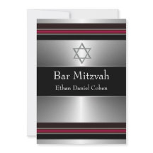 Estrella Negra Roja Plateada de David Bar Mitzvah