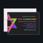 Invitación Estrella Neón de PixDezines de David B'nai Mitzvah<br><div class="desc">Los colores del neón de PixDezines Estrella de David B'nai Mitzvah,  carta del recinto de la ceremonia.  Color del fondo DIY y fuentes.   

✡ Copyright © 2008-2021 PixDezines.com™.  Todos Los Derechos Reservados.</div>