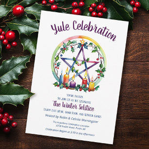 Invitación Estrella Pentáculo Festiva de Yule Solsticio de In