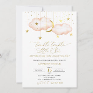 Invitación Estrella pequeña de Twinkle, Luna de Rubor y estre