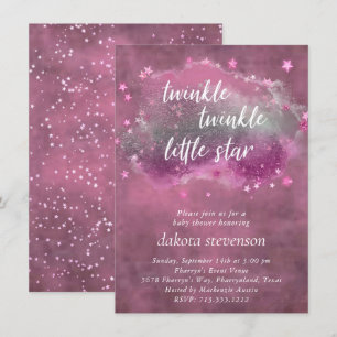 Invitación Estrella pequeña Twinkle   Gris rosado rosado turb