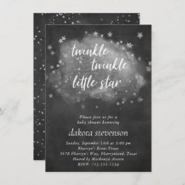 Invitación Estrella pequeña Twinkle | Gris y plata de carbón 